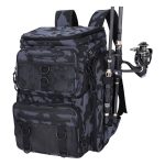 Fishing Backpack with Rod Holders Tackle Box, 42L Large Water-resistant Fishing Tackle Bag Store Fishing Gear