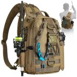 Fishing Tackle Backpack with Rod & Gear Holder, Lightweight Outdoor Water-Resistant Fishing Shoulder Storage Bag