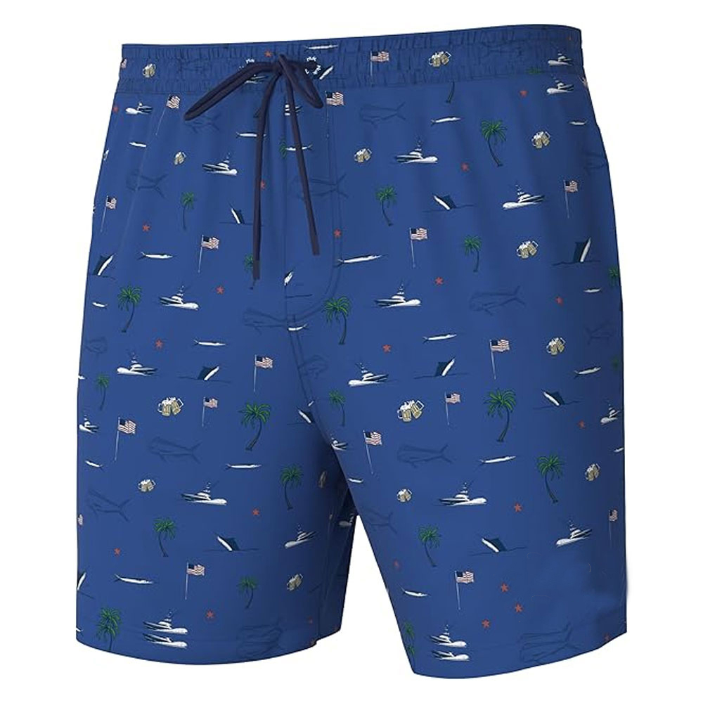 09-7-1.jpg Men's Kc Scott Patterned Volley Shorts, Performance Fishing Boardshorts - Image 1