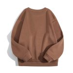 Neck Plain Fleece Sweatshirt Brown - Image 2